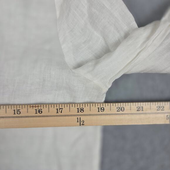 Lilly Pulitzer Small 100% Linen White Tunic Blue Embroidery V Neck 3/4 Sleeve - Picture 10 of 12